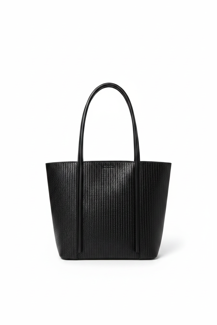 Black Woven Tote - Back View