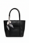 Black Woven Tote - Front Portrait