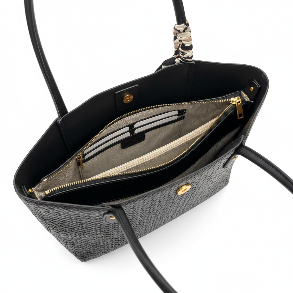 Black Woven Tote - Interior