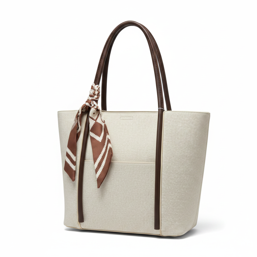 Canvas Tote - Angled with Scarf