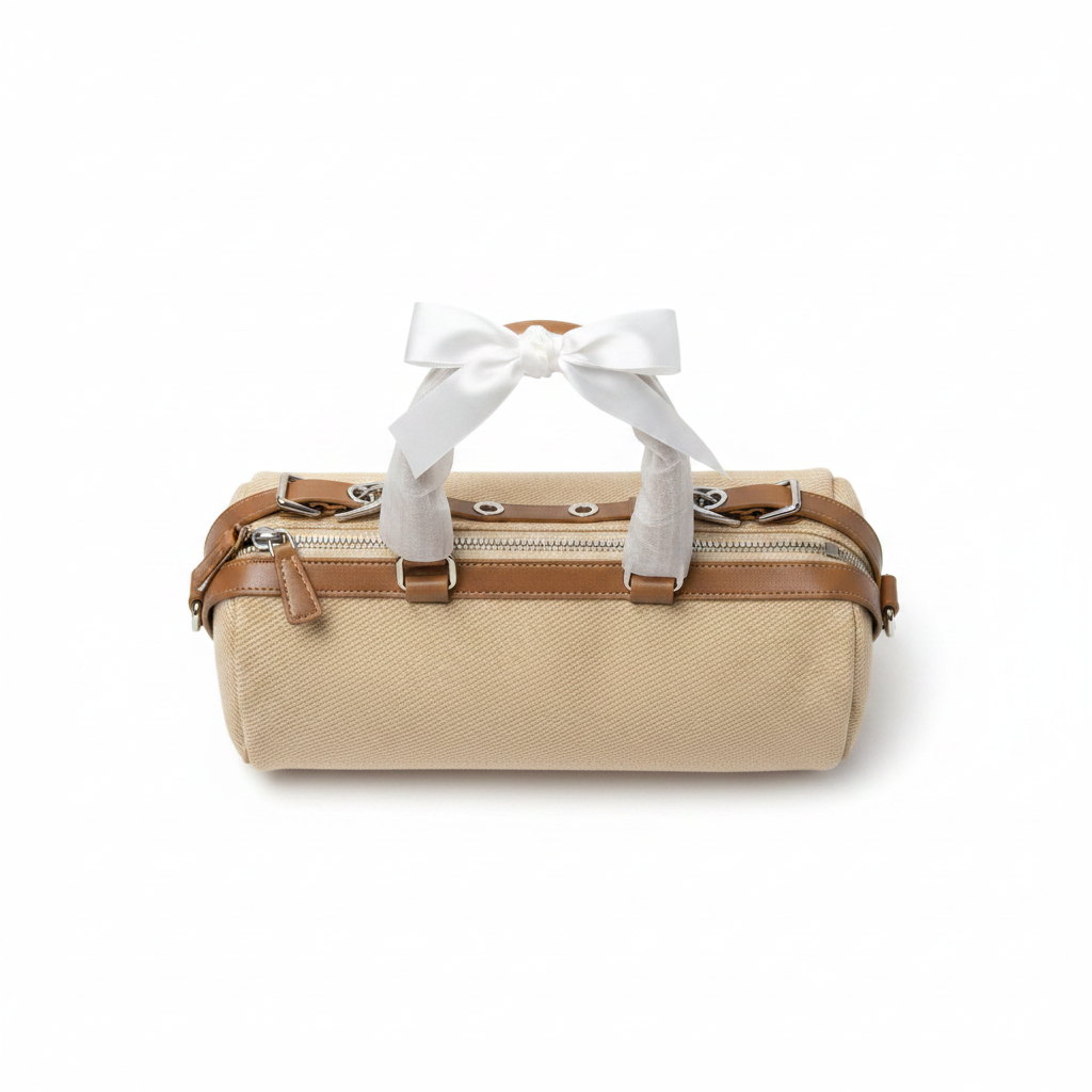 Cream Barrel Bag - Top