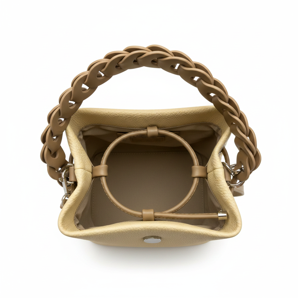 Cream Bucket Bag - Interior Top Down