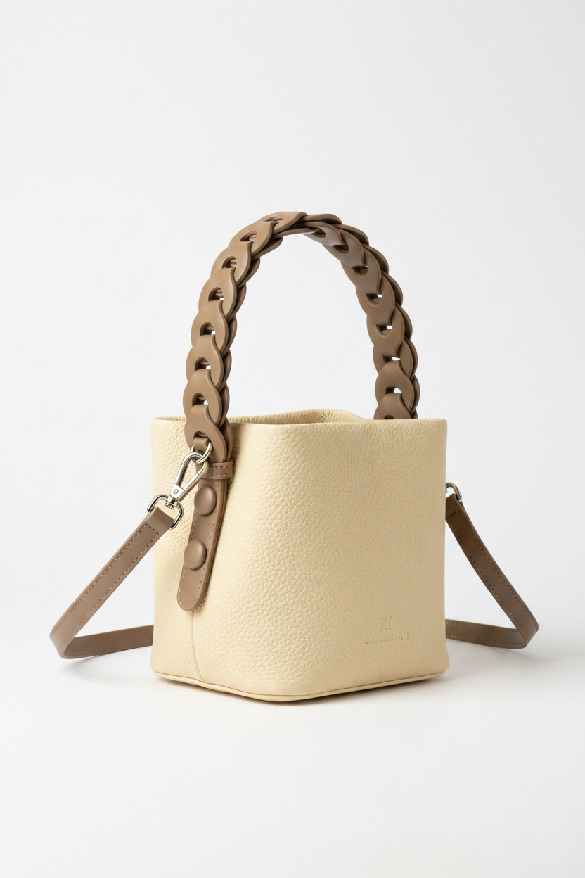 Cream Bucket Bag - Three Quarter White BG