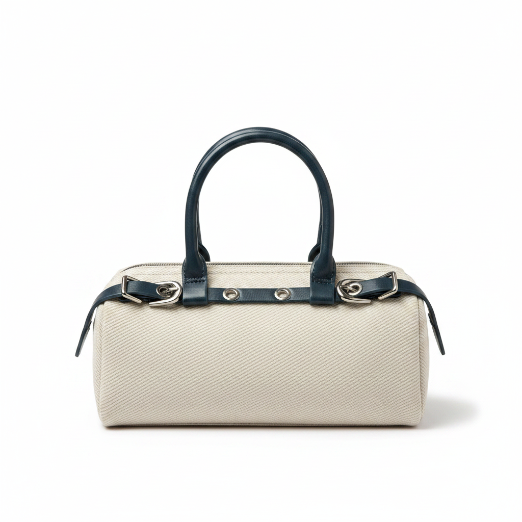 Cream & Navy Mini Bag - Front
