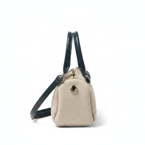 Cream & Navy Mini Bag - Side