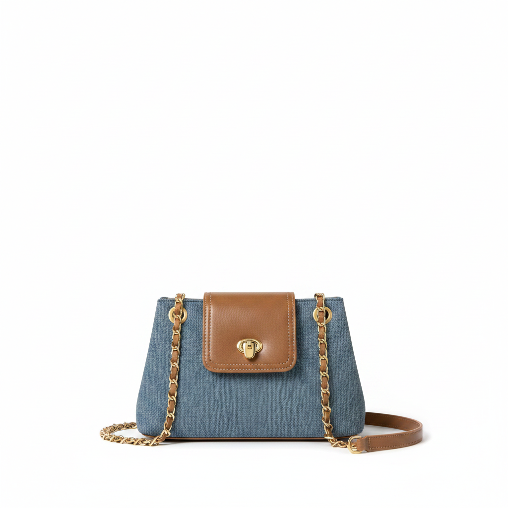 Denim Mini Crossbody Bag - White Background
