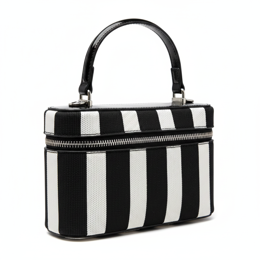 Striped Vanity Box Bag - Angled