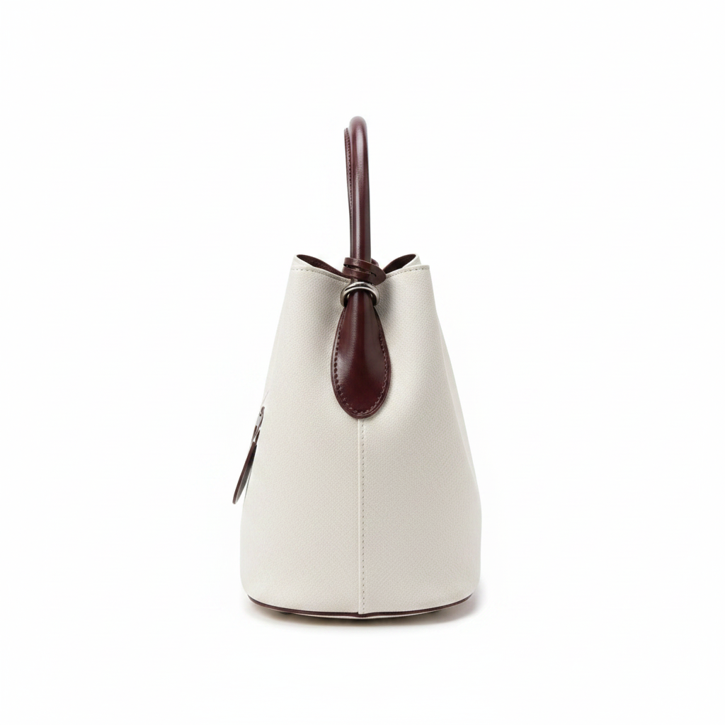 White Bucket Bag - Side with Charm