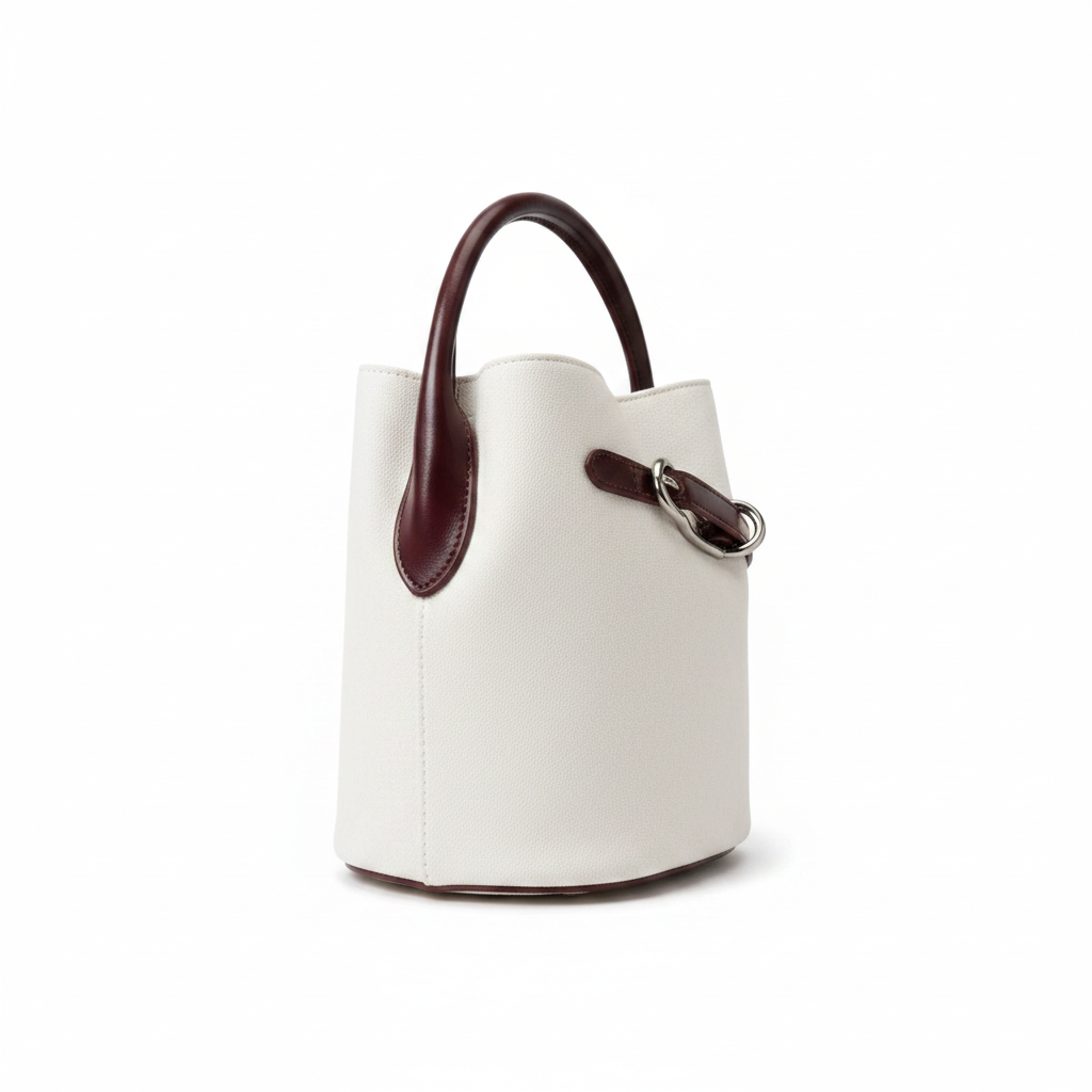 White Bucket Bag - Side