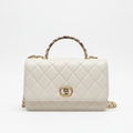 White Quilted Mini Flap Bag - Professional White Background